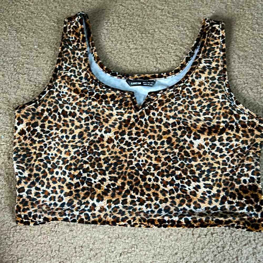 Shein Velvet, Cheetah Crop Top